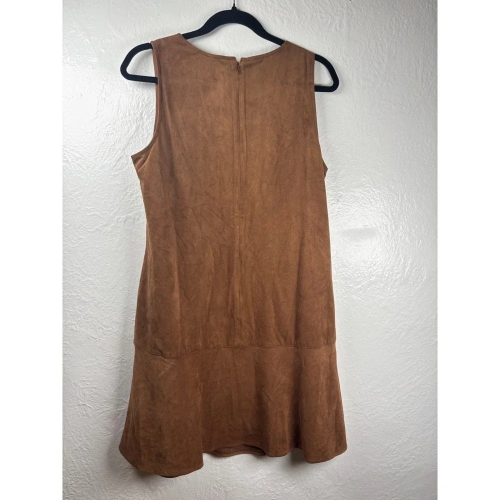 J Crew Drop‎ Waist Mini Dress Faux Suede Zip Size 10 Boho Festival 70's Cowgirl